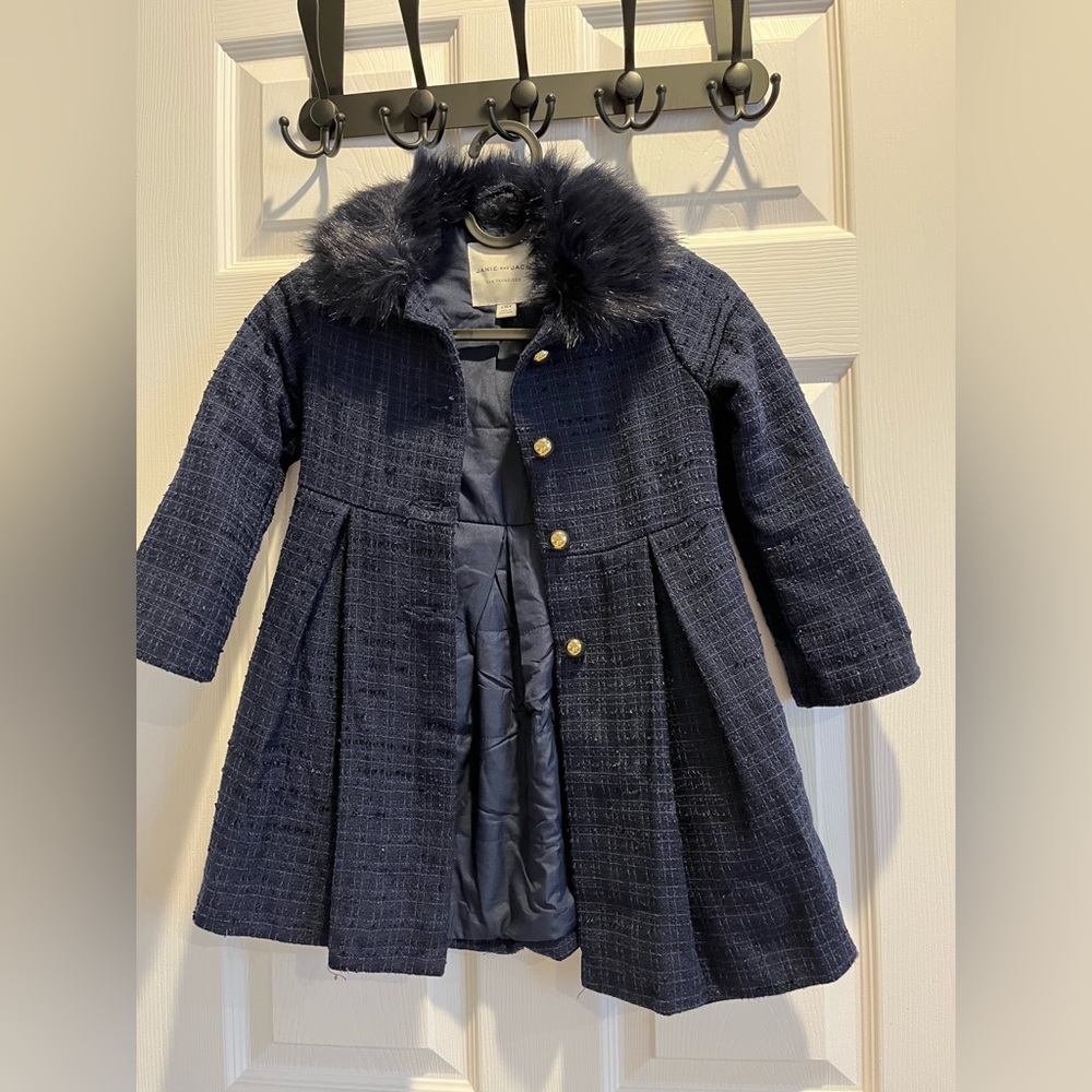 Janie and Jack Boucle Coat with Faux Fur Collar